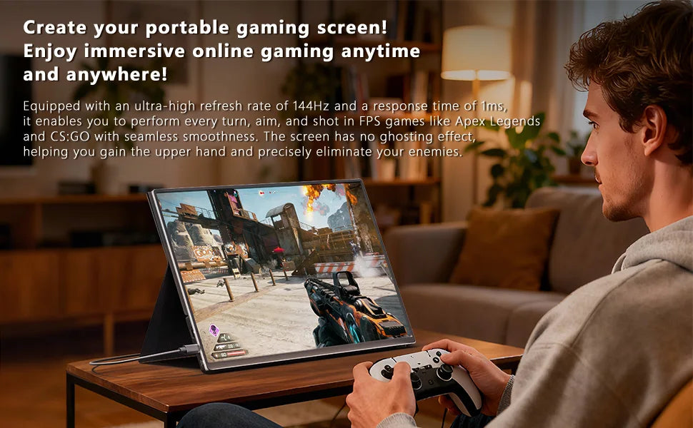 16" 2.5K 165hz 144hz Portable Monitor 1920*1200 16:10 100%sRGB 450Cd/m² Travel Gaming Display for Laptop Switch ps4 ps5 Xbox
