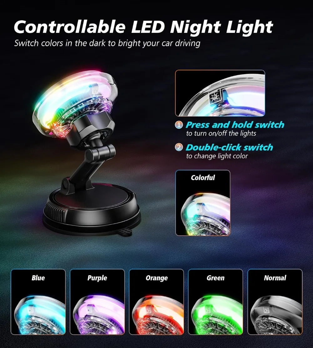 Magnetic Wireless Car Charger with RGB Cooling - MagSafe Compatible Tidesmit