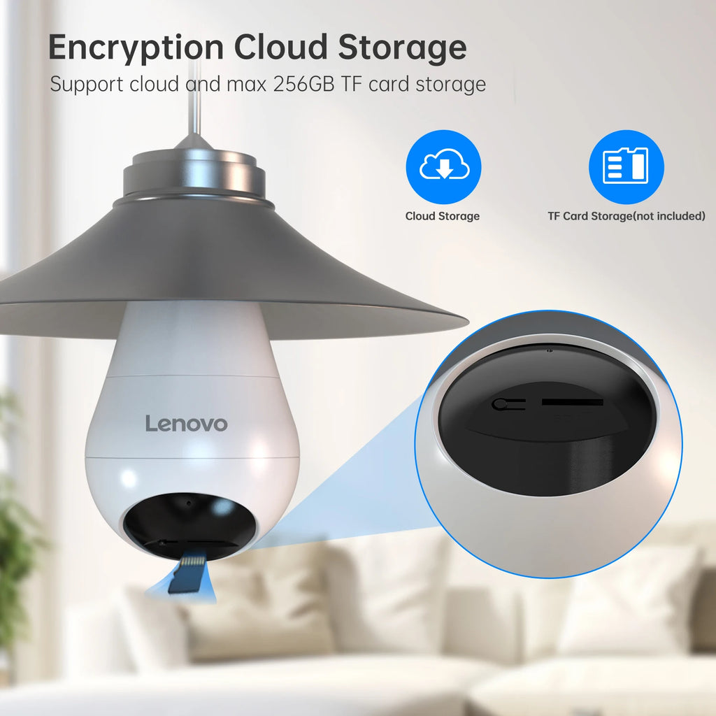 Lenovo 2K E27 Bulb WiFi Camera Home Indoor Video Surveillance Camera Color Night AI Tracking Security PTZ IP Camera Baby Monitor