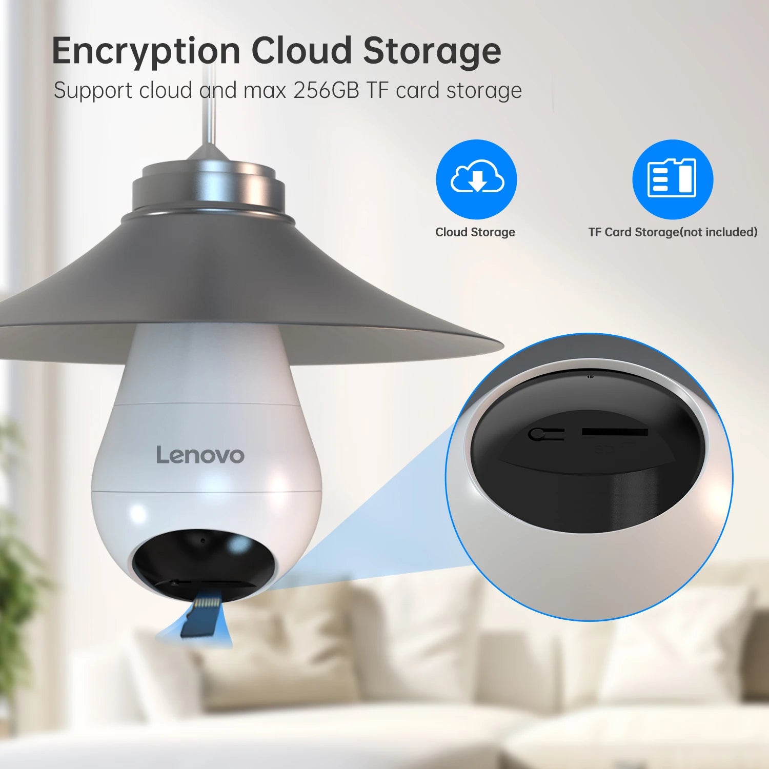 Lenovo 2K E27 Bulb WiFi Camera Home Indoor Video Surveillance Camera Color Night AI Tracking Security PTZ IP Camera Baby Monitor