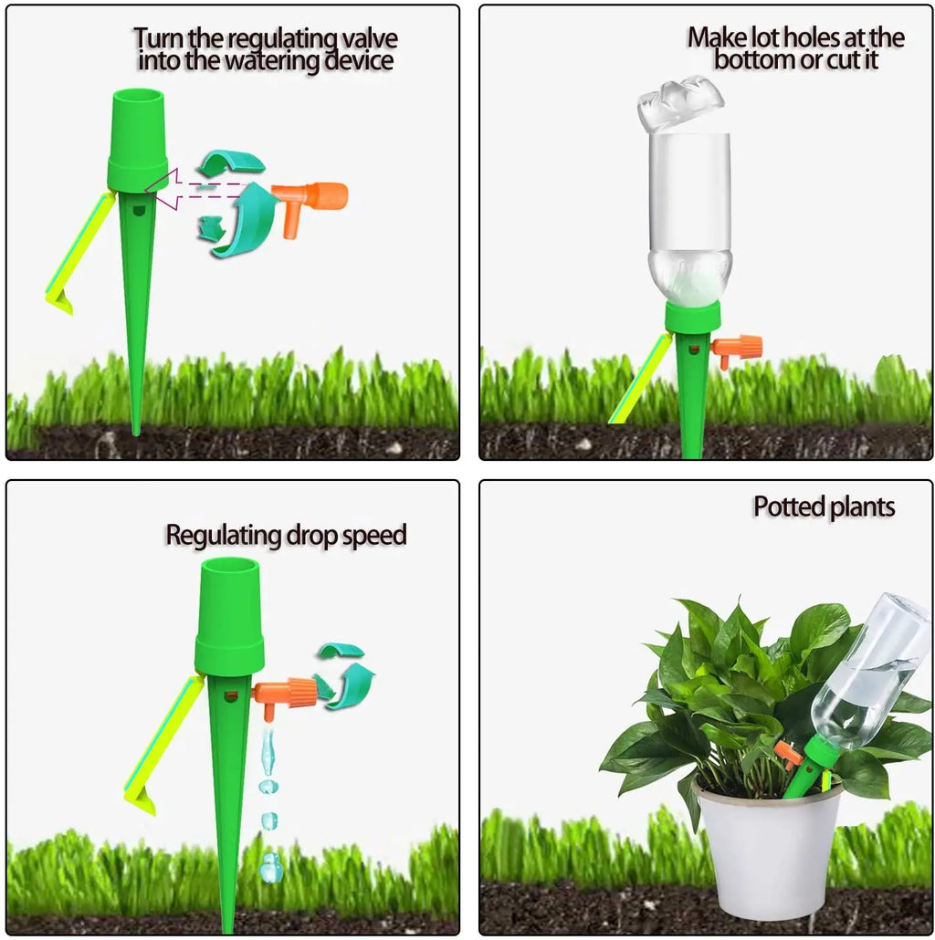 Auto Drip Irrigation System Automatic Watering Dripper Spike Garden Plants Flower Dripper Waterer Tools 1/2/4/6/12PCS