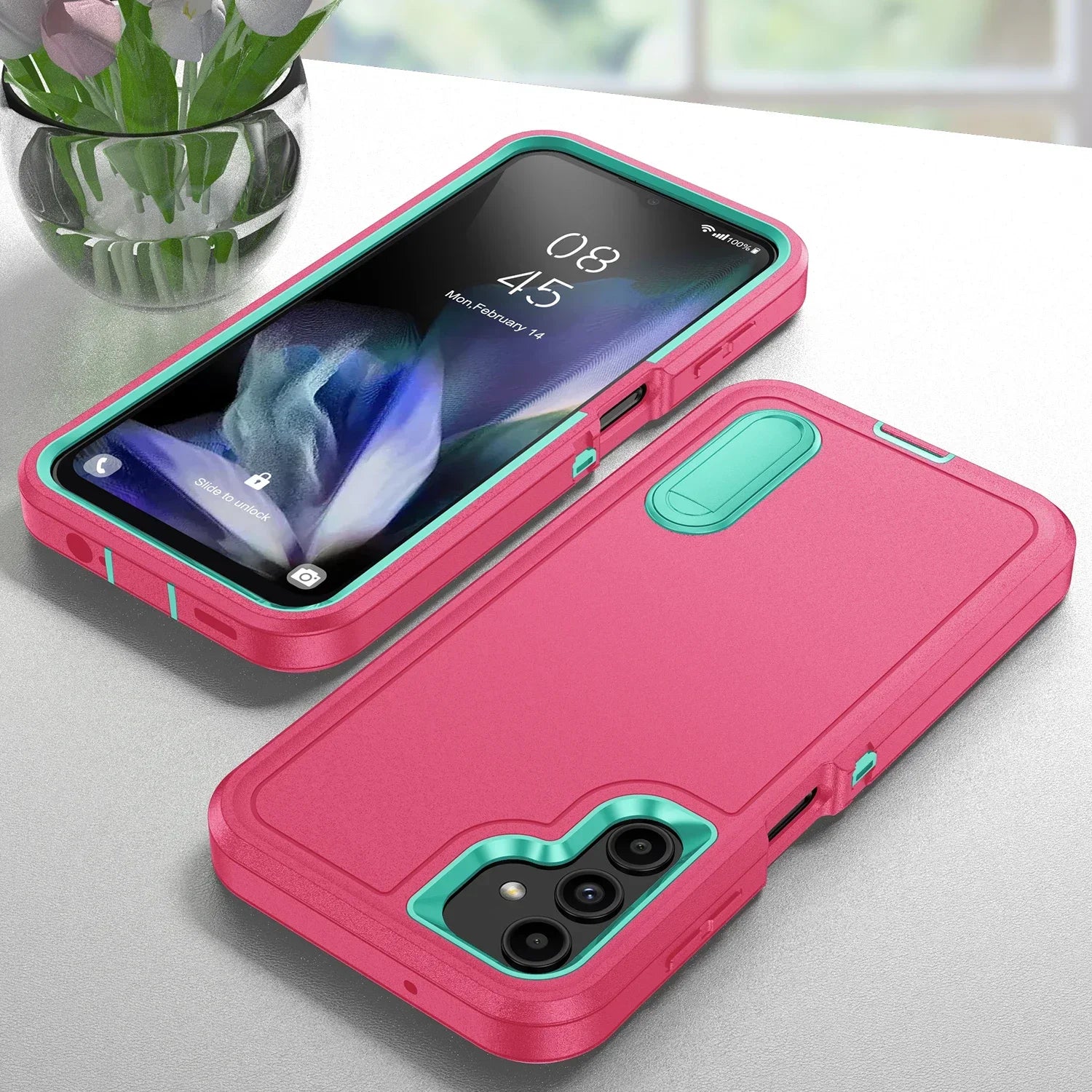 Samsung Galaxy A56 Case with Integrated Kickstand - Shock-Absorbing Cover rose red Tidesmit