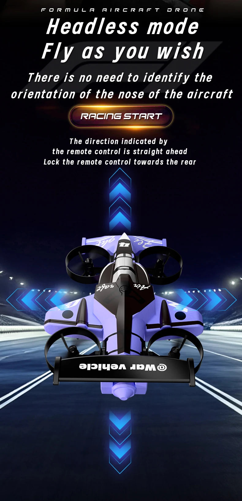 2-in-1 RC Stunt Drone Car - Foldable Aerial and Ground Vehicle White Violet Tidesmit