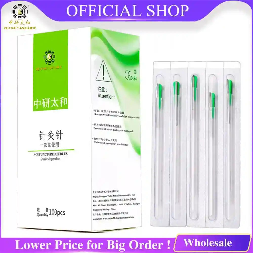 Acupuncture Needles with Guide Tubes 100 Pack - Sterile Professional Massage Roller Tidesmit