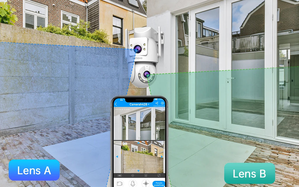 Lenovo 4K PTZ IP Camera Outdoor HD Dual Lens Dual Screen AI Auto Tracking 5G Wifi IP Camera CCTV Audio Video Surveillance