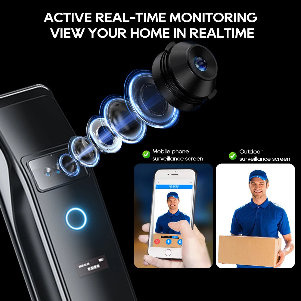 SANKESONG Tuya Smart 3D Face Door Lock Security Camera Monitor Intelligent Fingerprint Password Biometric Electronic Key Unlock
