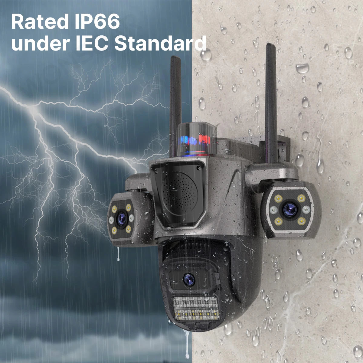 WONSDAR WiFi IP Camera Outdoor Three Lens Triple Screen Home Security CCTV Surveillance Cameras AI Human Detection Audio ICSEE