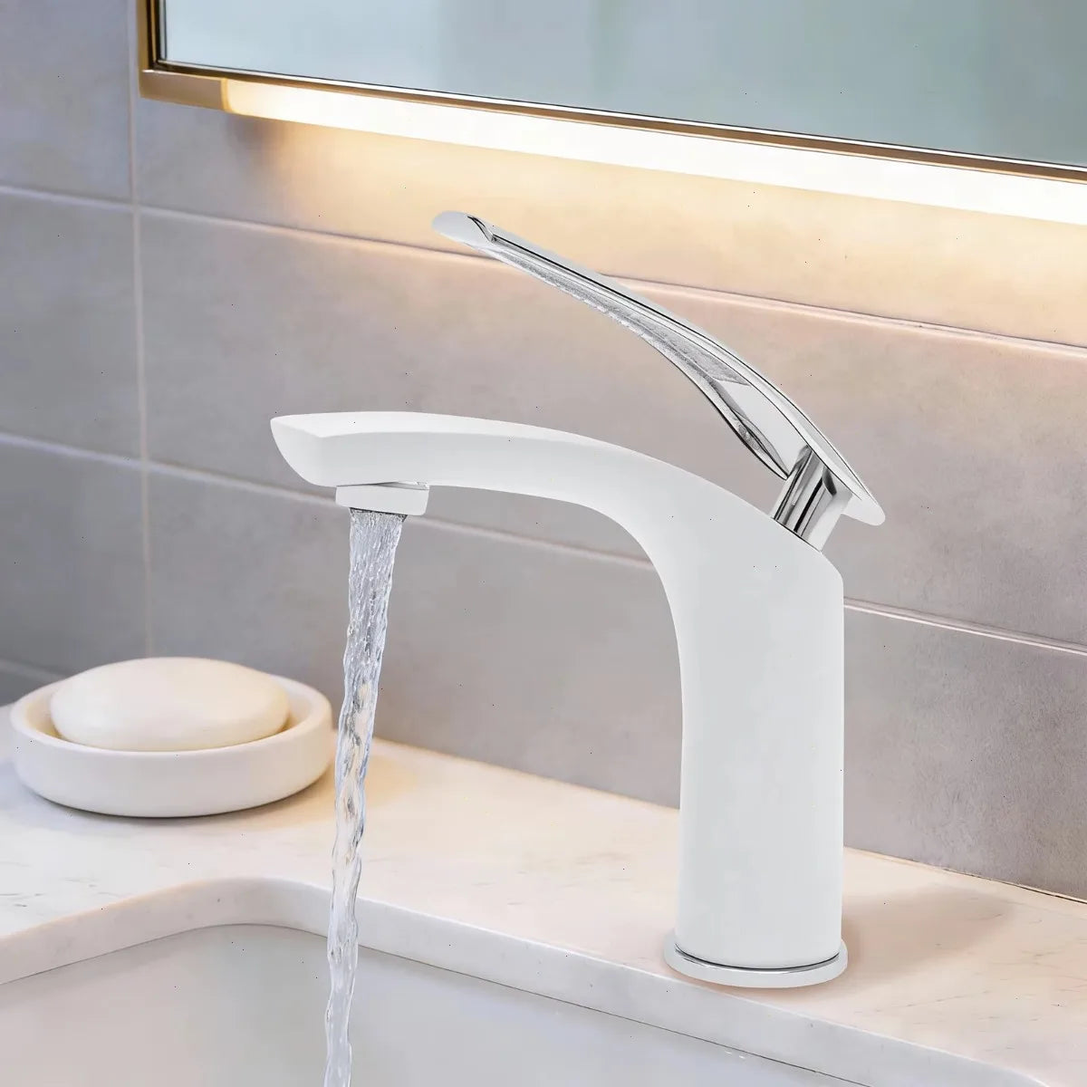 Bathroom Faucet, Kitchen Sink Faucet with Single Handle, Ceramic Cartridge for Precise Temperature Control, Brass Construction