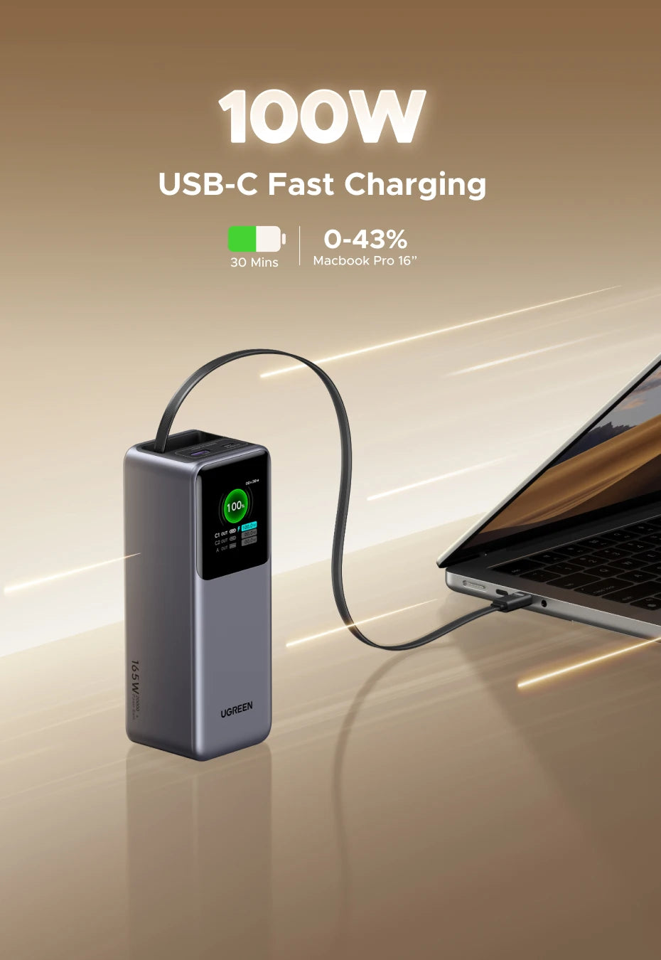 165W Portable Charger 20000mAh - Fast USB-C PD Power Delivery Tidesmit