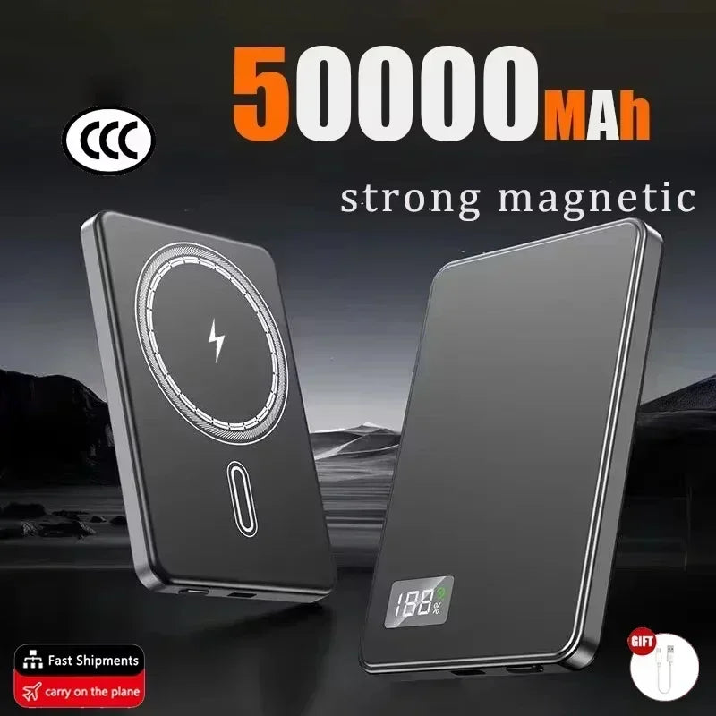 Magnetic Portable Charger 50000mAh - Fast Charging PD Power Bank Grey 50000mAh Tidesmit