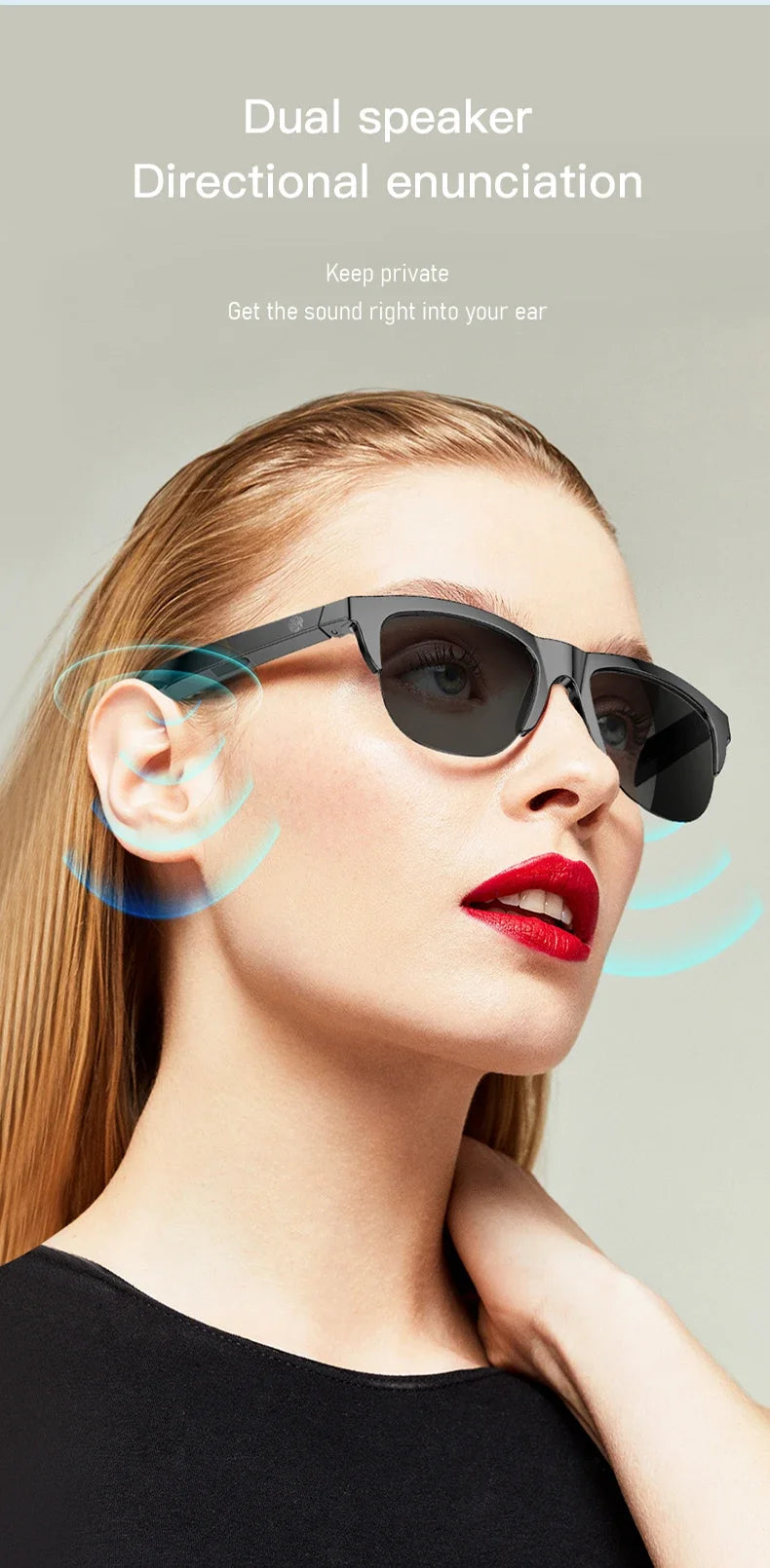 Tidesmit Bluetooth Smart Glasses V5.3 - Wireless Audio & UV Protection Tidesmit