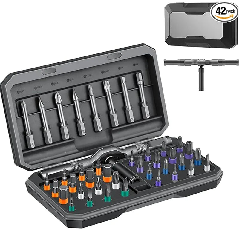 42 in 1 Magnetic Screwdriver Set, Multi Bit Ratchet Driver Portable Repair Tool Kit for Furniture, Computer, Bicycle, DIY