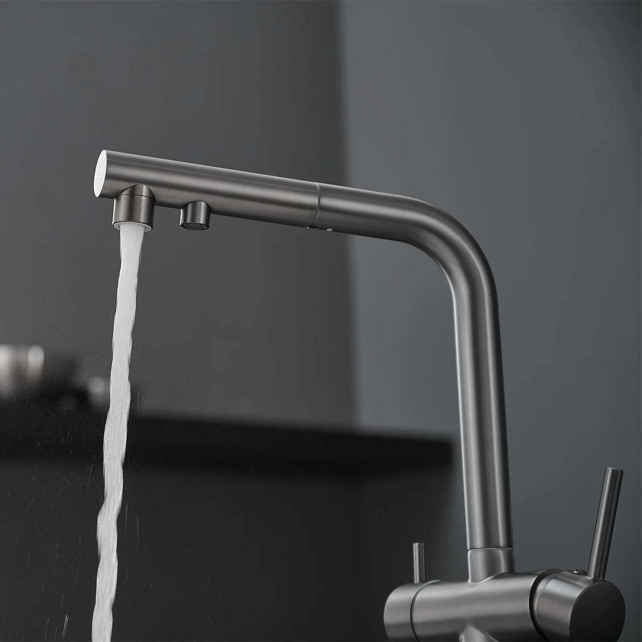 White Hot Cold Filter Kitchen Sink Faucets 3 Ways Pure Water Pull Out Kitchen Sink Mixer Tap Brass Filter Kitchen Sink Faucet
