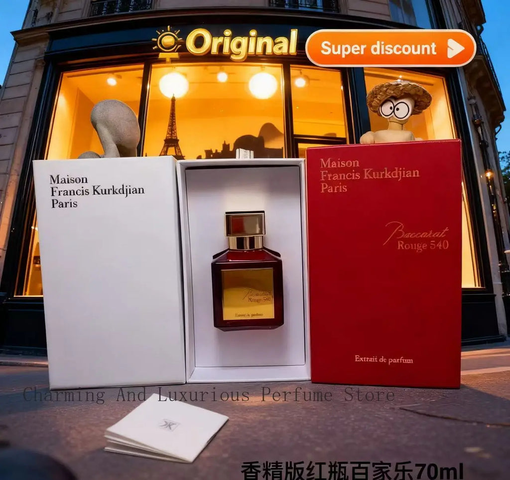 Maison Francis Kurkdjian Baccarat Rouge 540 Extrait de Parfum, 70ml unisex red glass bottle, luxury fragrance gift.