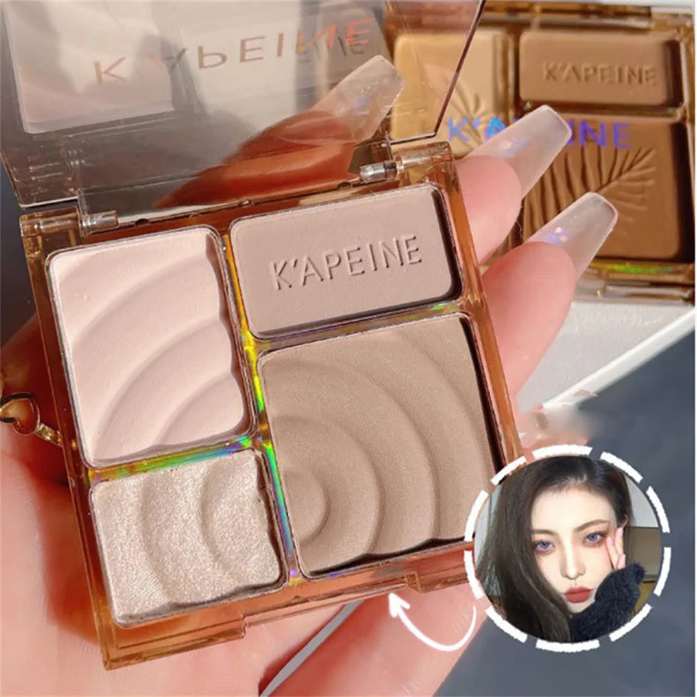 Tidesmit 4Colors matte highlighter and bronzer palette showing detailed shade swatches for 3D facial contouring