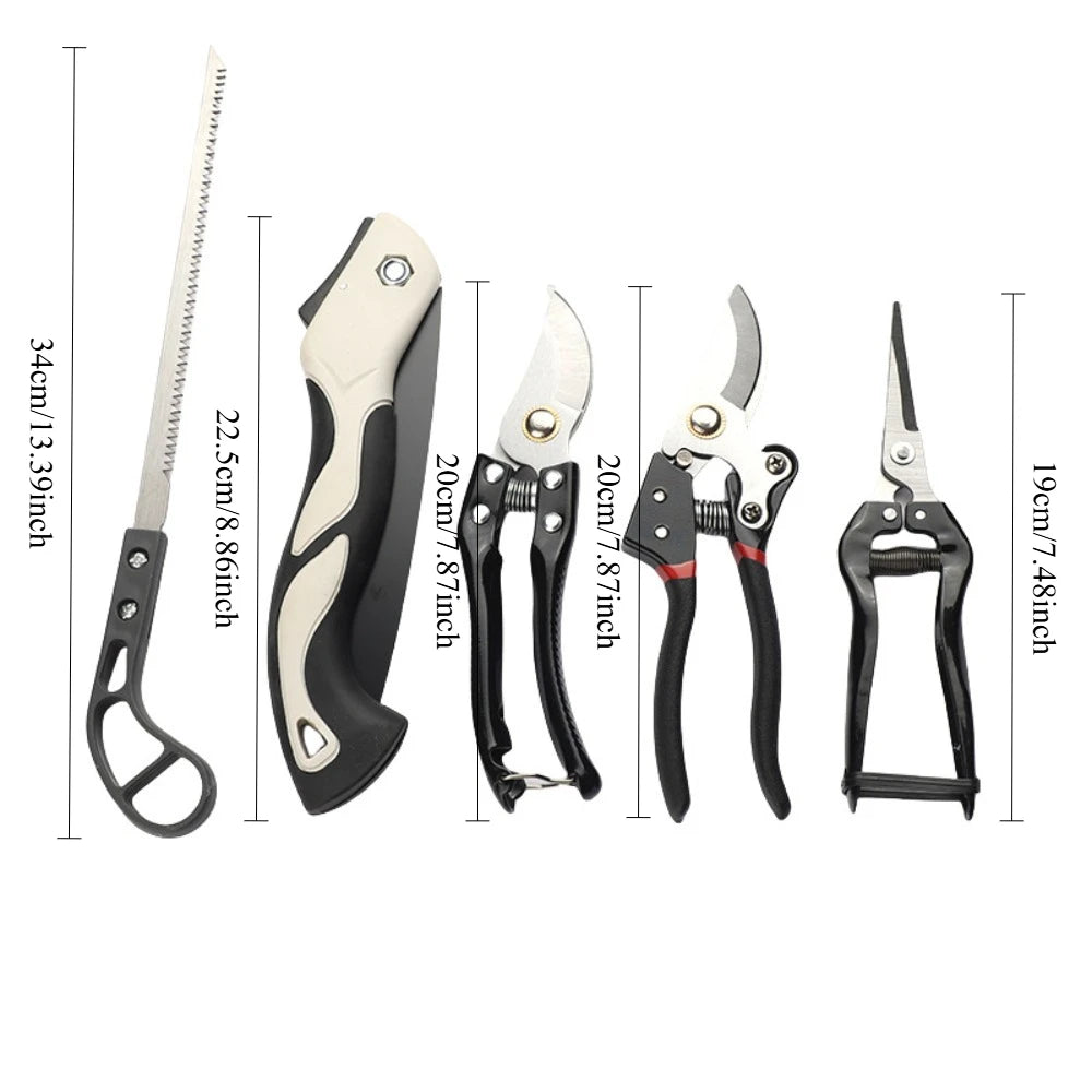 5Pcs Gardening Tool Set, Pruning Shears Folding Saw Kit, Sharp Hand Cutter For Garden Plant Branch Trimming