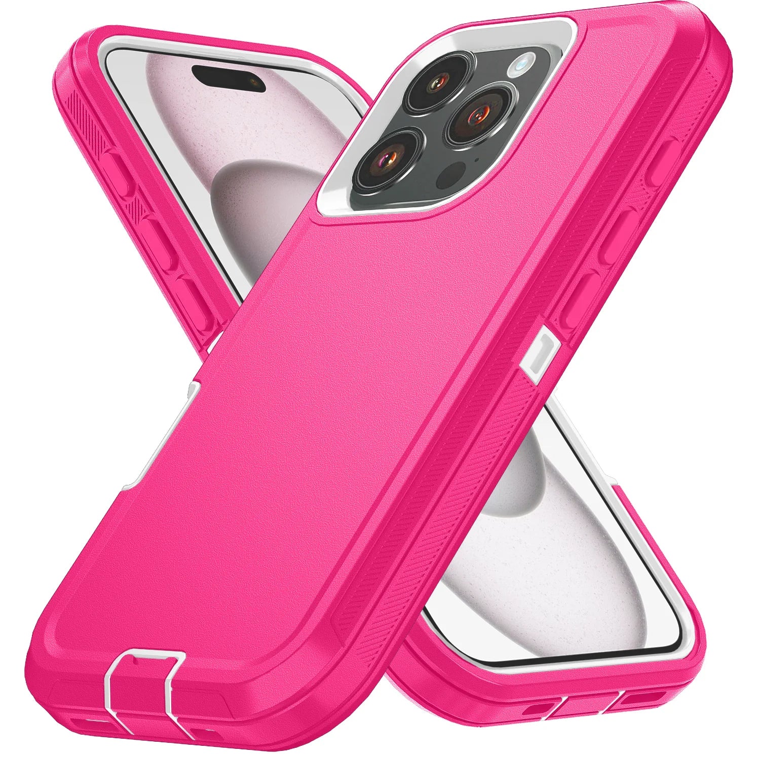 iPhone 17 Pro Max Shockproof Case with Integrated Kickstand - Tidesmit Pink-White Tidesmit