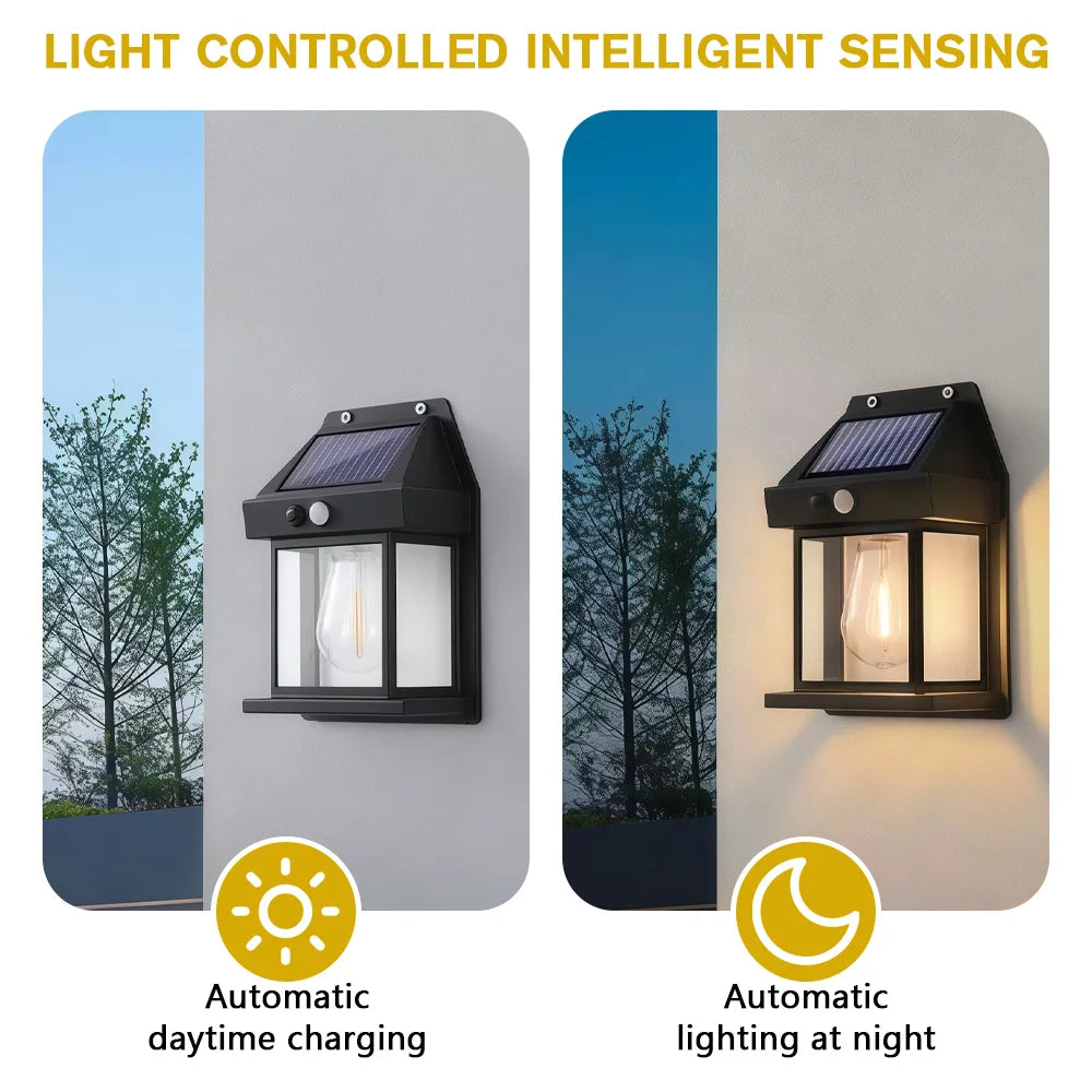 Solar Wall Light Outdoor Waterproof Motion Sensor Lamp Garden Decor Light for Porch Pathway Patio Yard Decorative Lighting