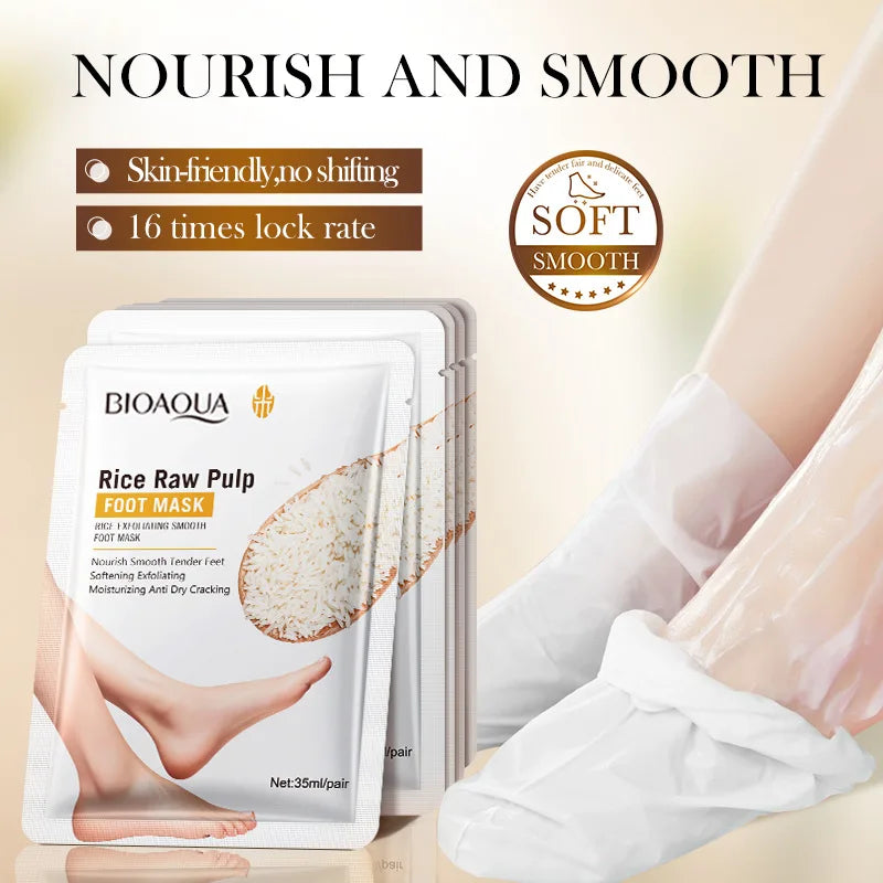 White Rice Foot Mask Moisturizing Exfoliating Treatment - 1-5 Pack Scrubs Treatments Tidesmit