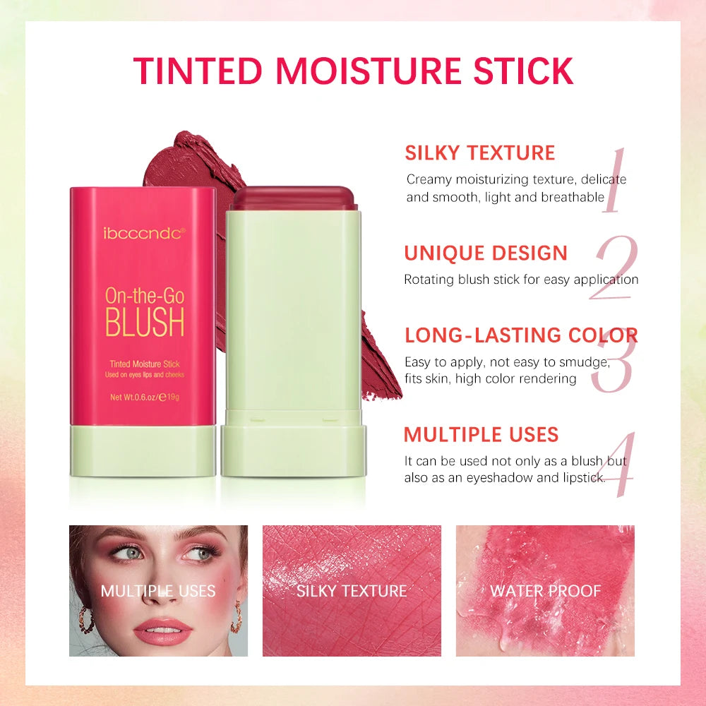 Tidesmit Multi-Functional Blush Stick cream rouge shade swatch for vibrant waterproof face makeup brightening