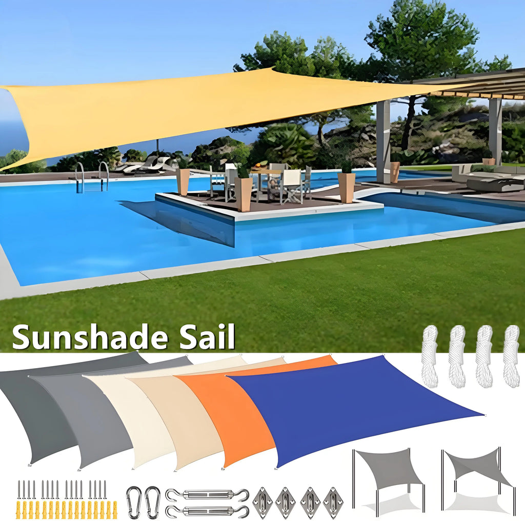 Rectangle yellow waterproof sun shade sail canopy with reinforced edges and grommets