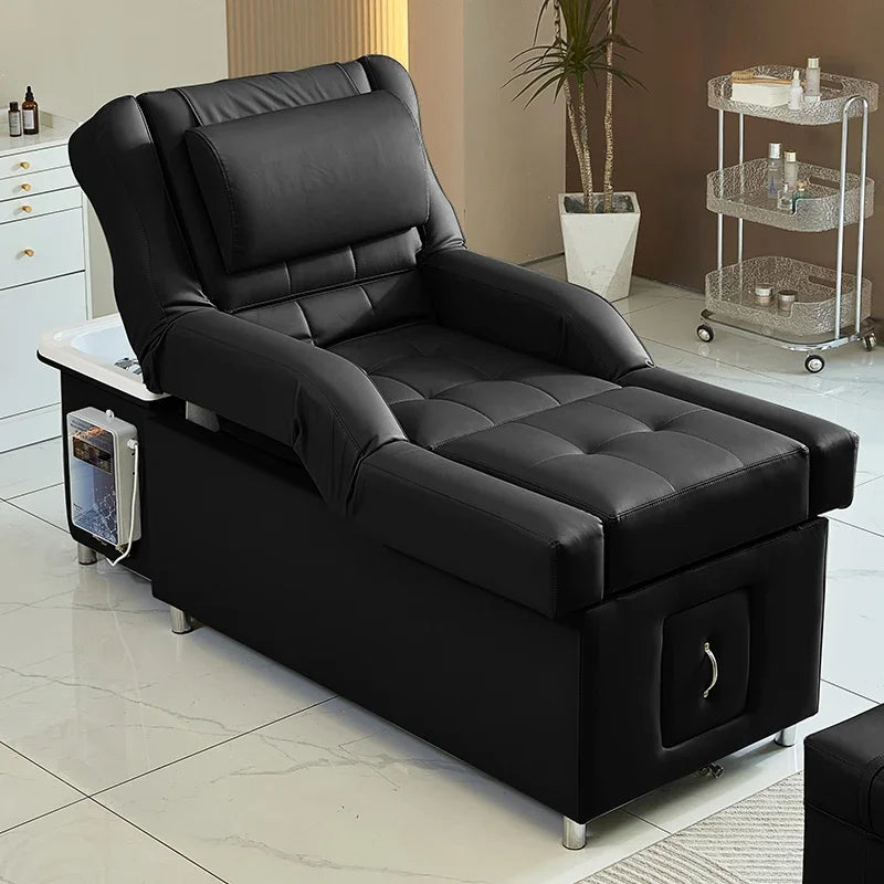 Electric Shampoo Bed for Head Therapy | Adjustable Salon Sofa | Tidesmit Massage Chairs Black Tidesmit