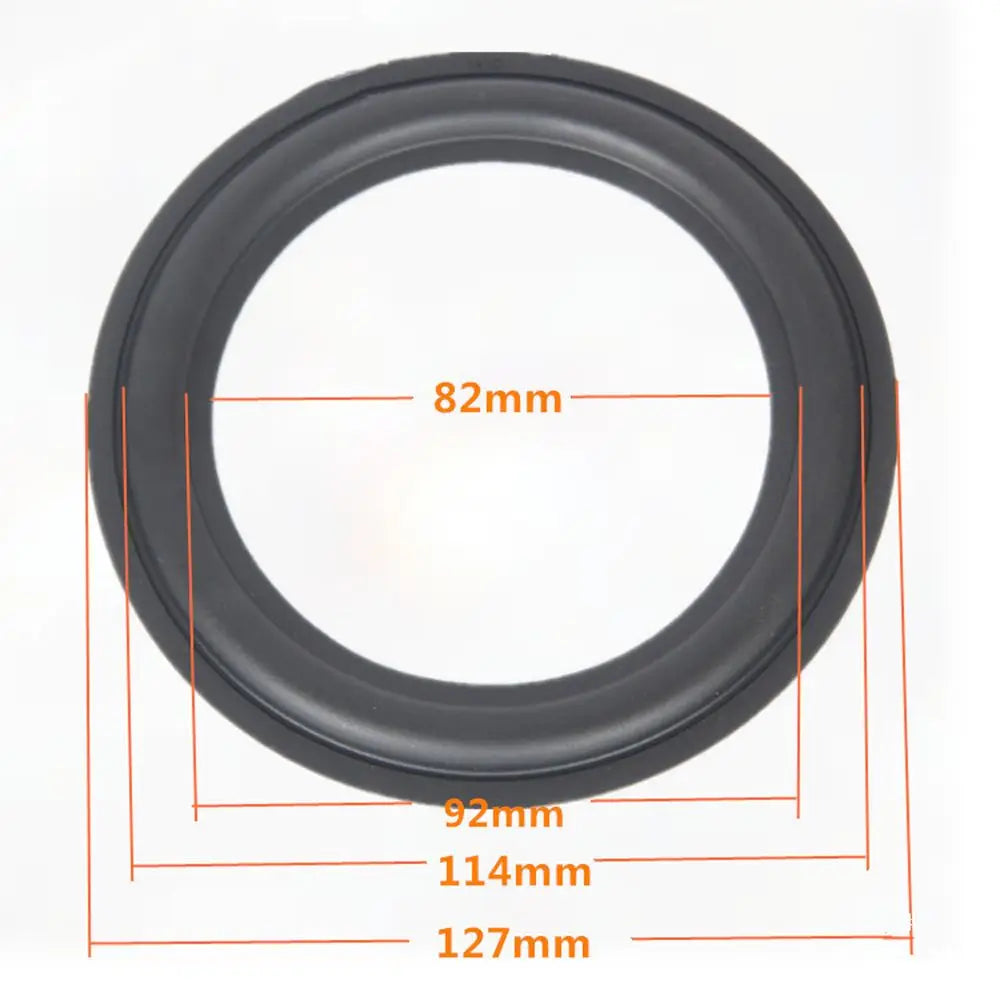 Black speaker suspension edge ring with measurements: 82mm, 92mm, 114mm, 127mm