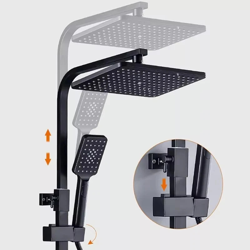 Thermostatic Display Screen Shower Faucet Bathroom Rotate Bath Tub Bidet Shower Push Button Rainfall Head Mixer Tap