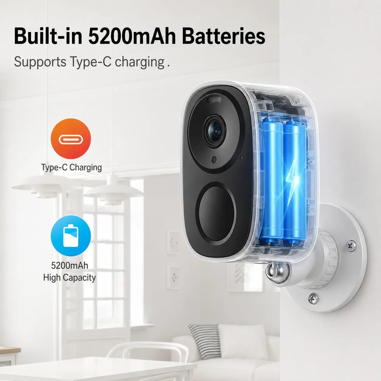 4K Wireless Battery Powered Cameras Outdoor Magnetic 5MP Indoor for Home Security Smart Motion Detection  CCTV IP Camera