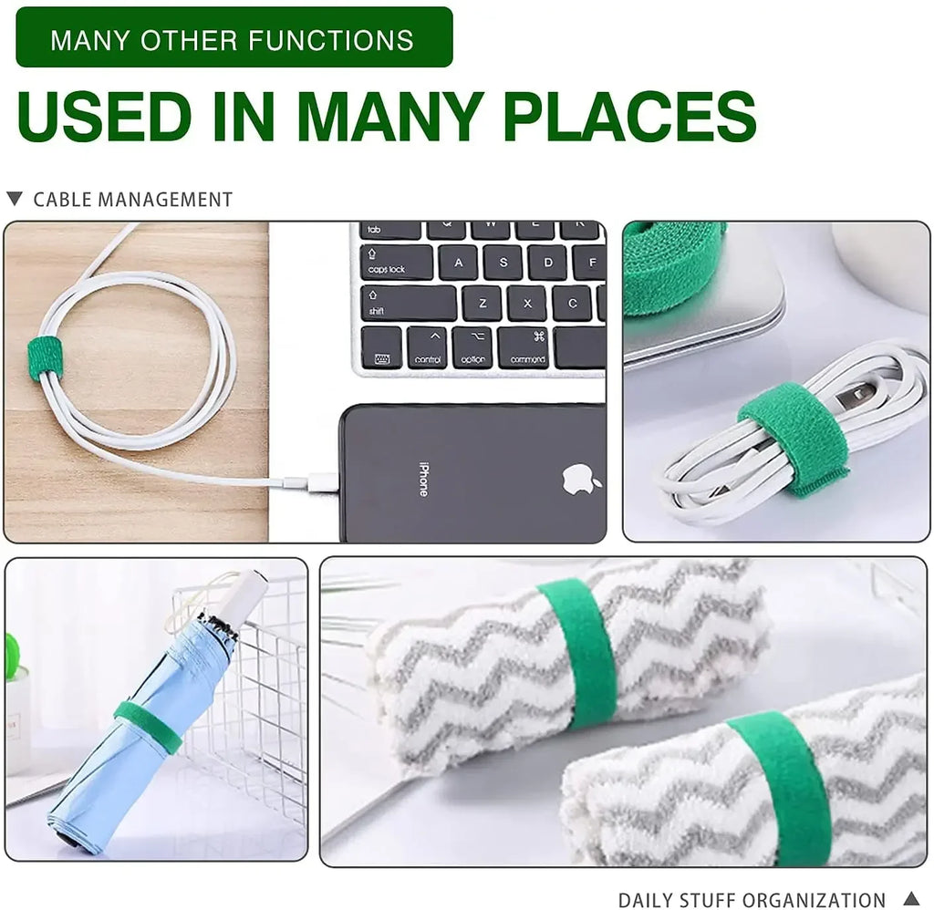 Self Adhesive Plant Nylon Cable Tie Green Adjustable Plants Hook Loop Support Garden Twine Bandage Reusable Fastener Tape Strips