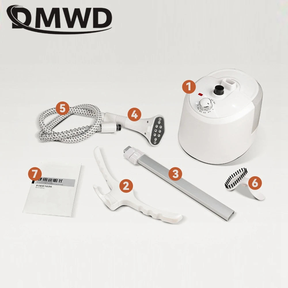 Tidesmit 2L household electric garment steamer showing adjustable height rod and steam head feature for 10 fabrics
