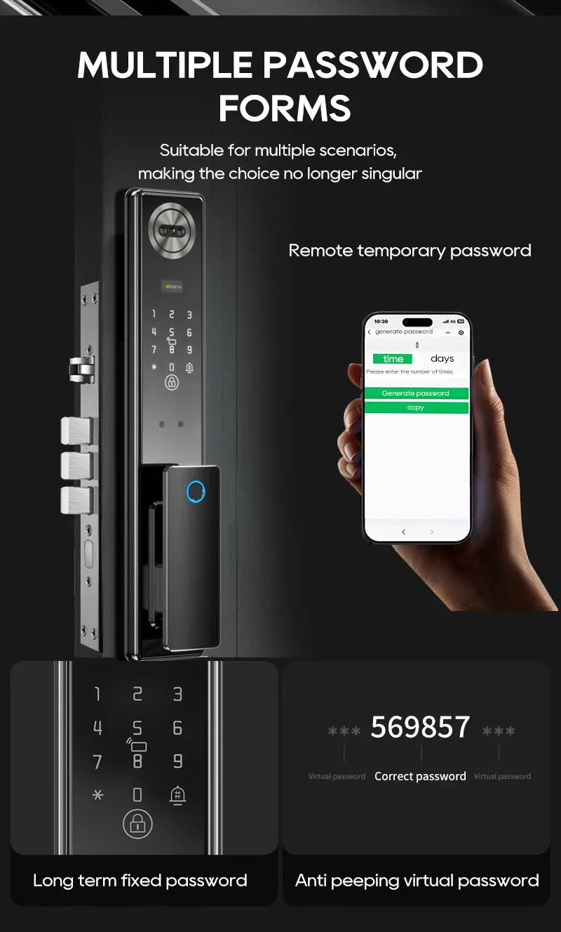SANKESONG 3D Face Recognition Smart Door Lock,Palm Vein Recognition Video Smart Lock with Camera,Build-in WiFi,APP Control