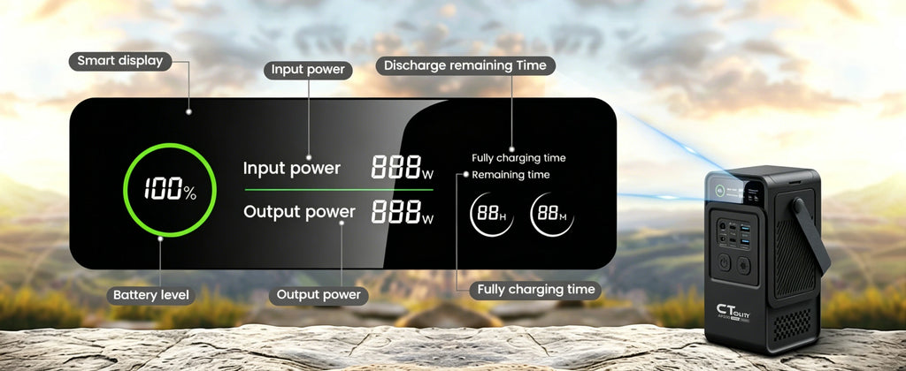 CTOLITY AP200 XP1000 200W/1800W Portable Power Station 192Wh/1024Wh 60000mAh/320000mAh LiFePO4 Battery Solar Generator UPS Function Emergency Power Supply for Camping Outdoor