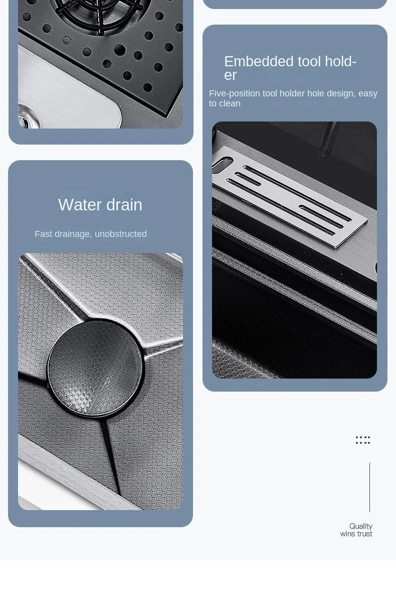 Flying RainWaterfall Sink Stainless Steel Large Big Single Garbage Can Waste Sink Kitchen Household Washbasin Handmade Sinks