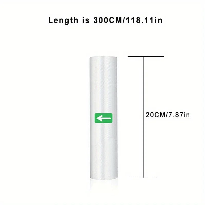 20 cm vacuum sealer textured rolls, clear plastic film, 300 cm length
