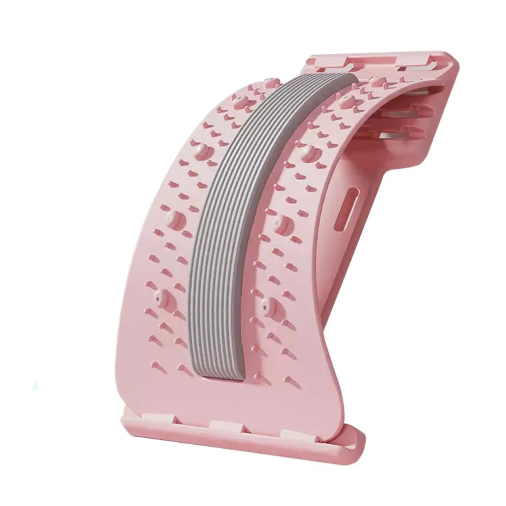 Back Stretcher Adjustable Lumbar Support - Ergonomic Spine Relief Device Back Massage Instrument Macaroon Pink Tidesmit