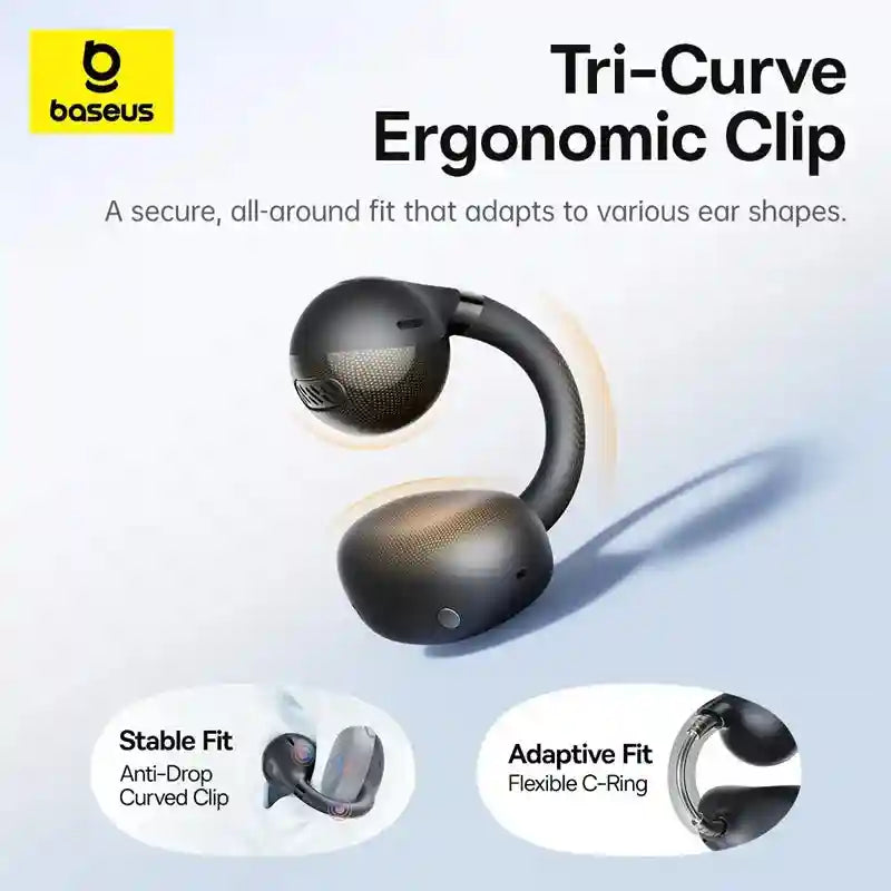 Wireless Earbuds Open-Ear Sports Clip-On - Bluetooth 5.3 Low Latency Black Tidesmit