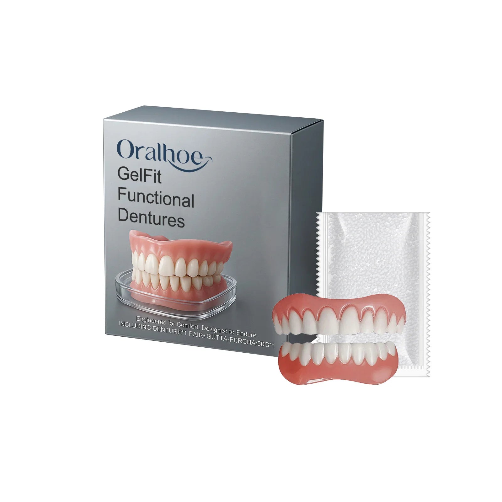 Note: This image displays adult cosmetic dentures, not a baby teething product. It is not suitable for teething.