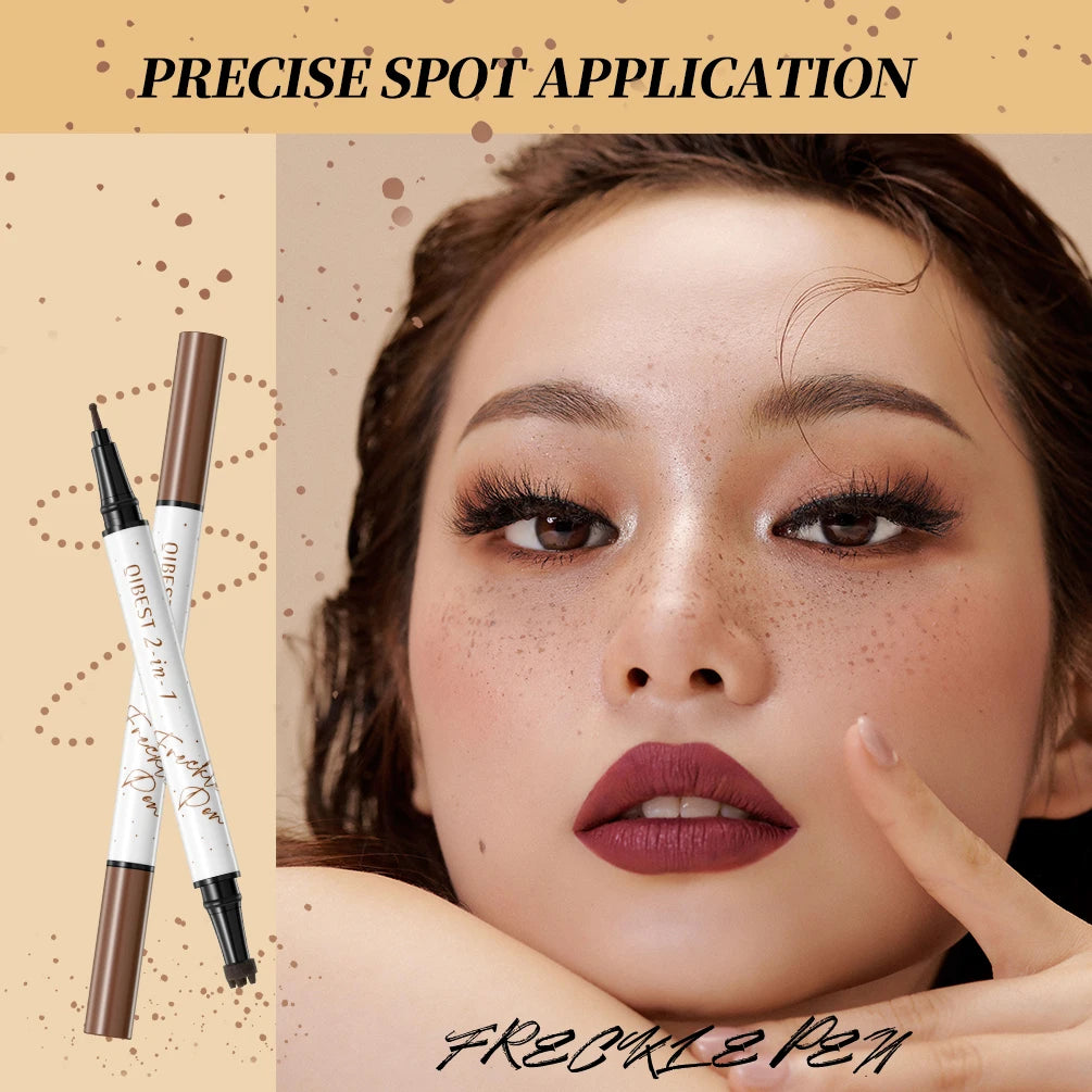 Tidesmit QIBEST double-end freckle stamp pen for natural brown faux freckles with waterproof 2-in-1 makeup formula