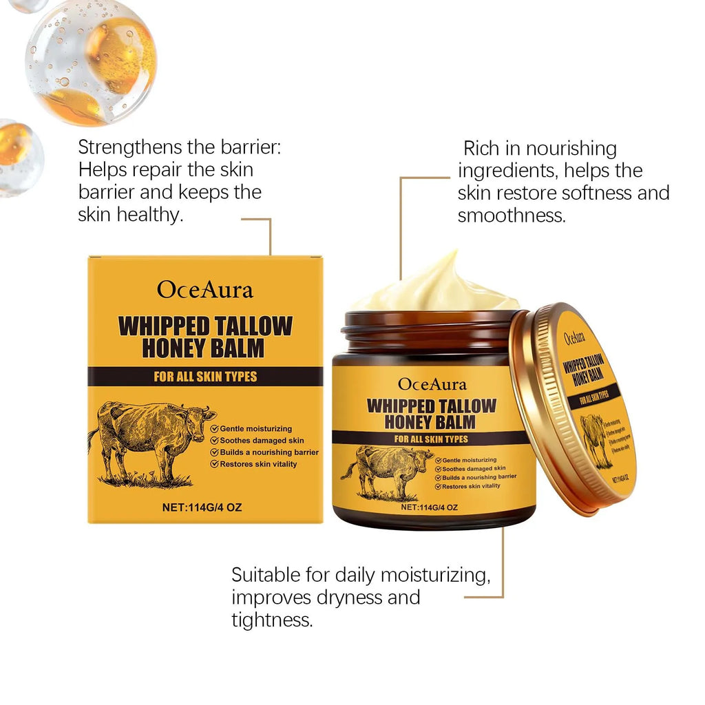 Beef Tallow Honey Balm Deep Hydrating Soft Smooth Skin Damage Care Tighten Fine Lines Facial Moisturizer Rejuvenating Face Cream