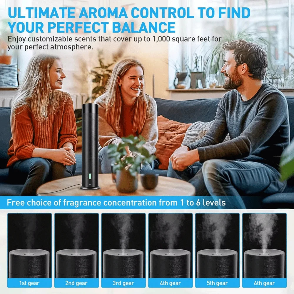 Coverage 1000 Sq.ft  Fragrance Diffuser 120ML Aroma Diffuser Smart Timing Remote Waterless Essential Oil Diffuser Large Room