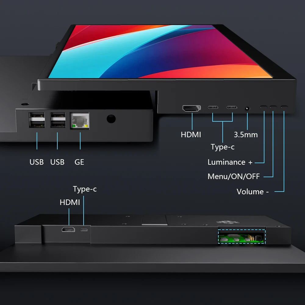 14 inch Monitor for Raspberry Pi 5 4 3 Touchscreen 1920x1200 16:10 Display HDMI USB Interface for Computer Program Monitors
