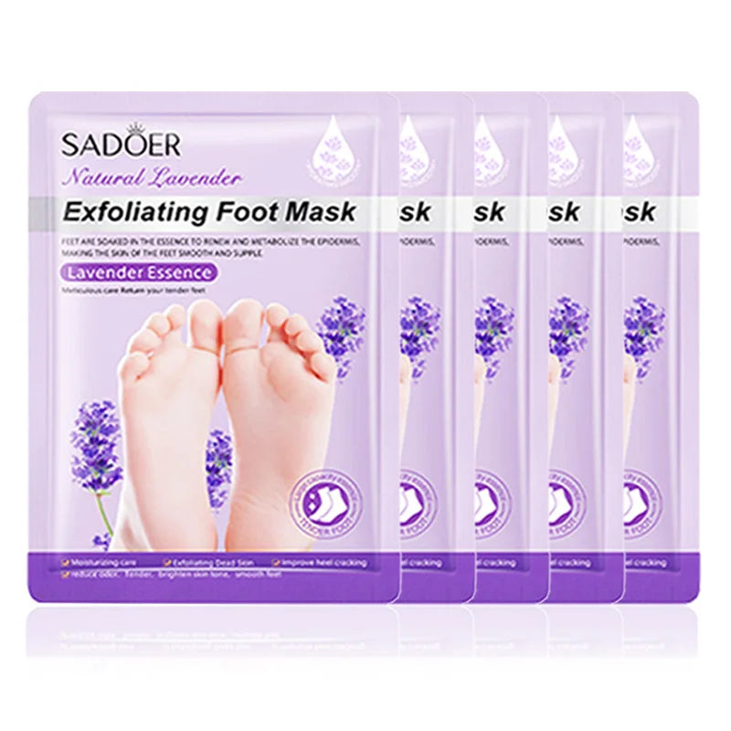 Lavender Foot Mask Moisturizing Exfoliating Treatment - 5 Pairs Set Scrubs Treatments Lavender 5 pairs Tidesmit