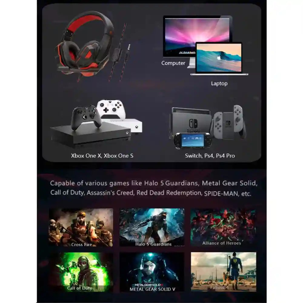 Wired Gaming Headset with Microphone - Over-Ear Precision Audio Tidesmit