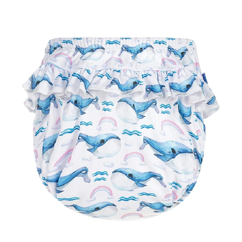 HappyFlute New Print 3Sizes 6-25Kg Soft Waterproof Swimming Pants Flower Wavy Edge Baby Girl's Printed Cloth Diaper Beach Pants