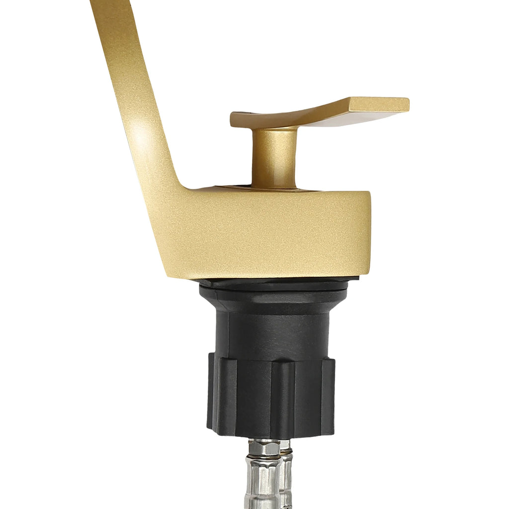 Gold Bathroom Waterfall Mixer Tap Modern Washbasin Faucet Copper Basin Tap Elegant Lift Off Type