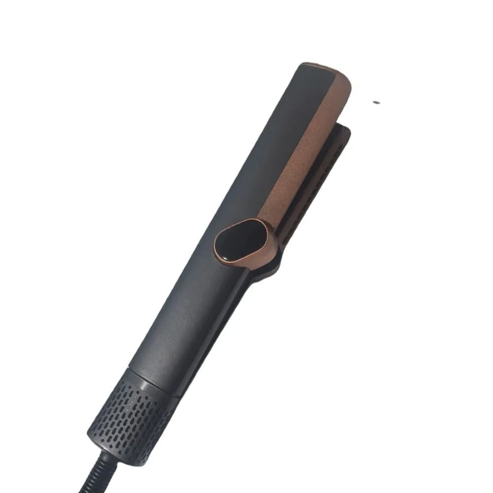 Black and rose gold 2-in-1 hair dryer and straightener multi-styler with ion technology and sleek portable design.