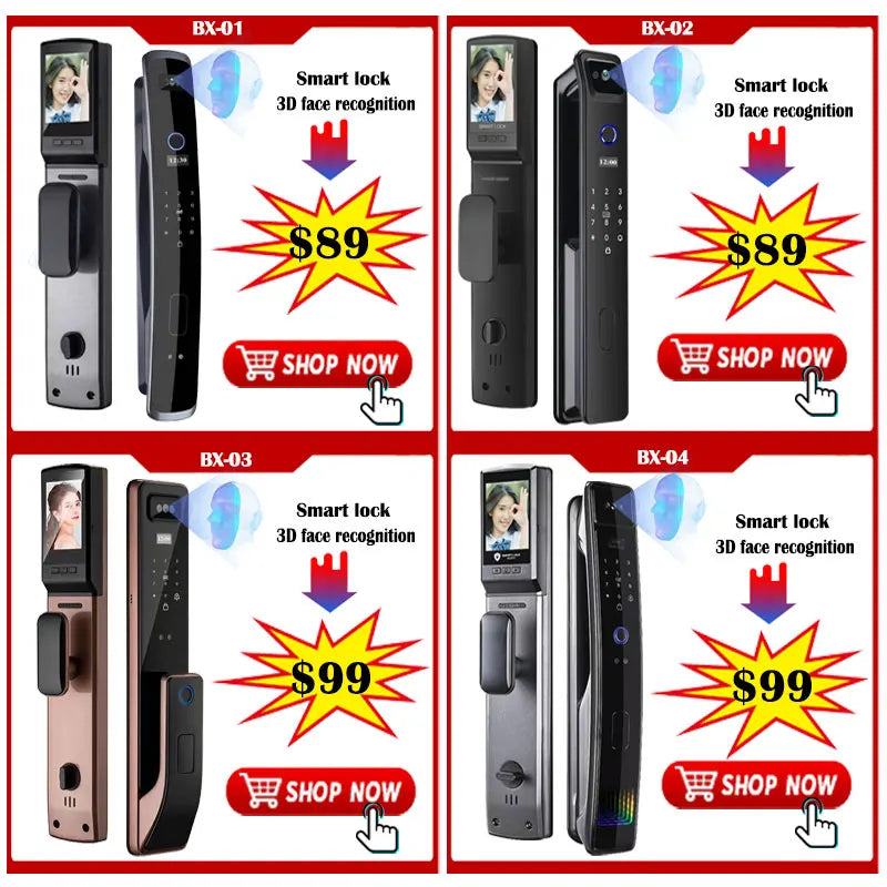 Tuya visual Wifi Digital Electronic Smart Fingerprint Door Lock With Biometric Camera intelligence Card Password Key Unlock