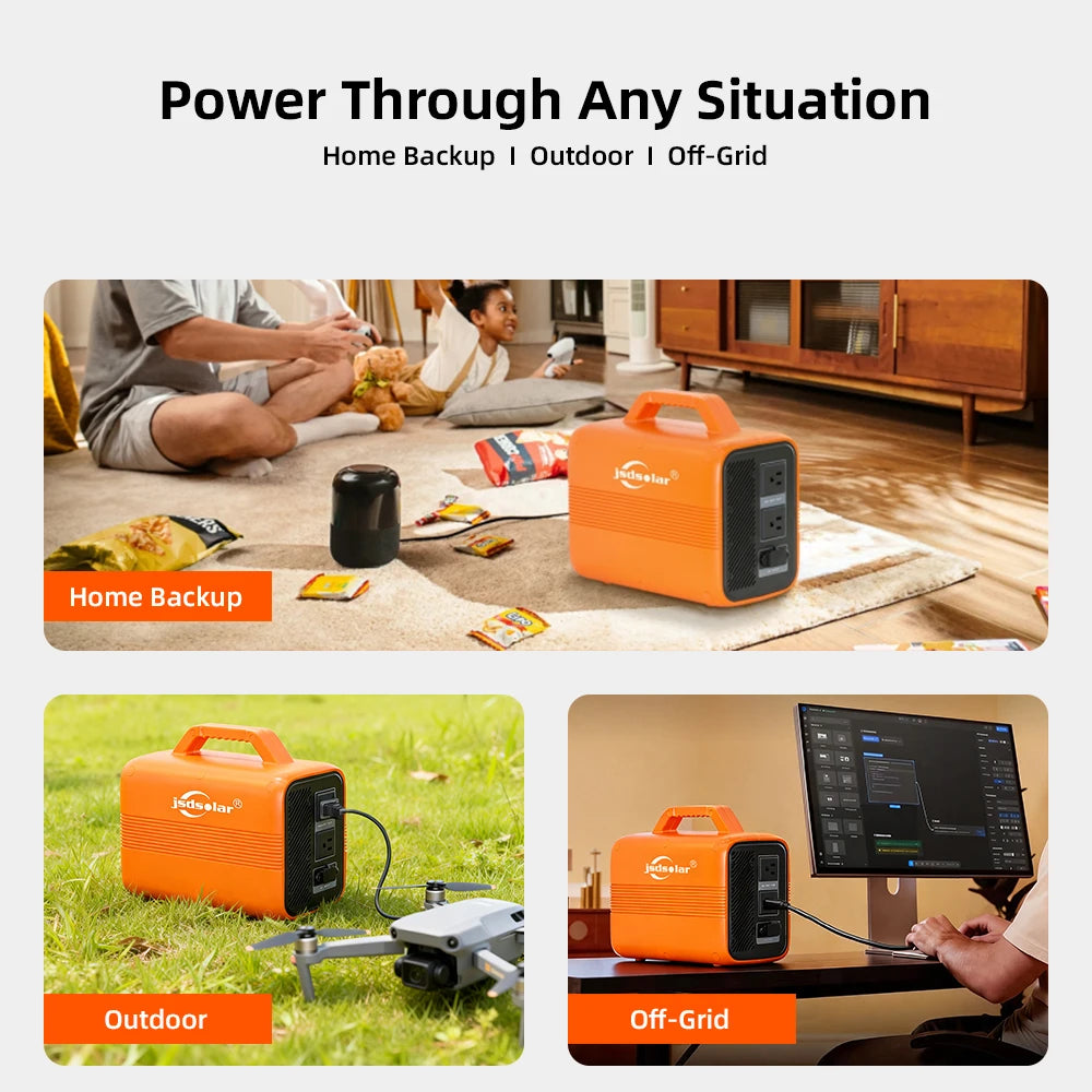 Jsdsolar All-in-one Portable Power Station 1004.8Wh LiFePO4 Battery 500W Solar Generator Outdoor Emergency Power Plant  UPS Pure Sine Wave Fast Charging Power Bank for Home Backup Camping RVs