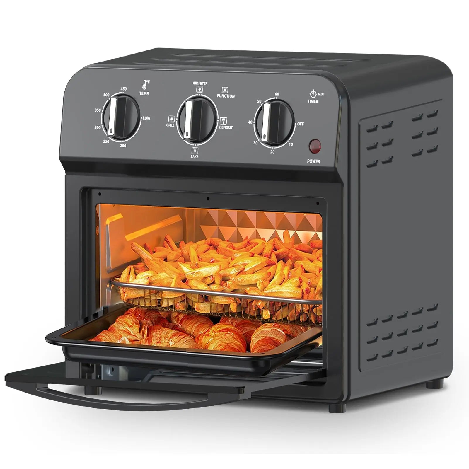 Family Size Air Fryer Toaster Oven Combo,13QT,360° Hot Air Circulation for Healthy Oil-Free Cooking, Multifunctional Convection Contertop Oven, Adjustable Time & Temp Control